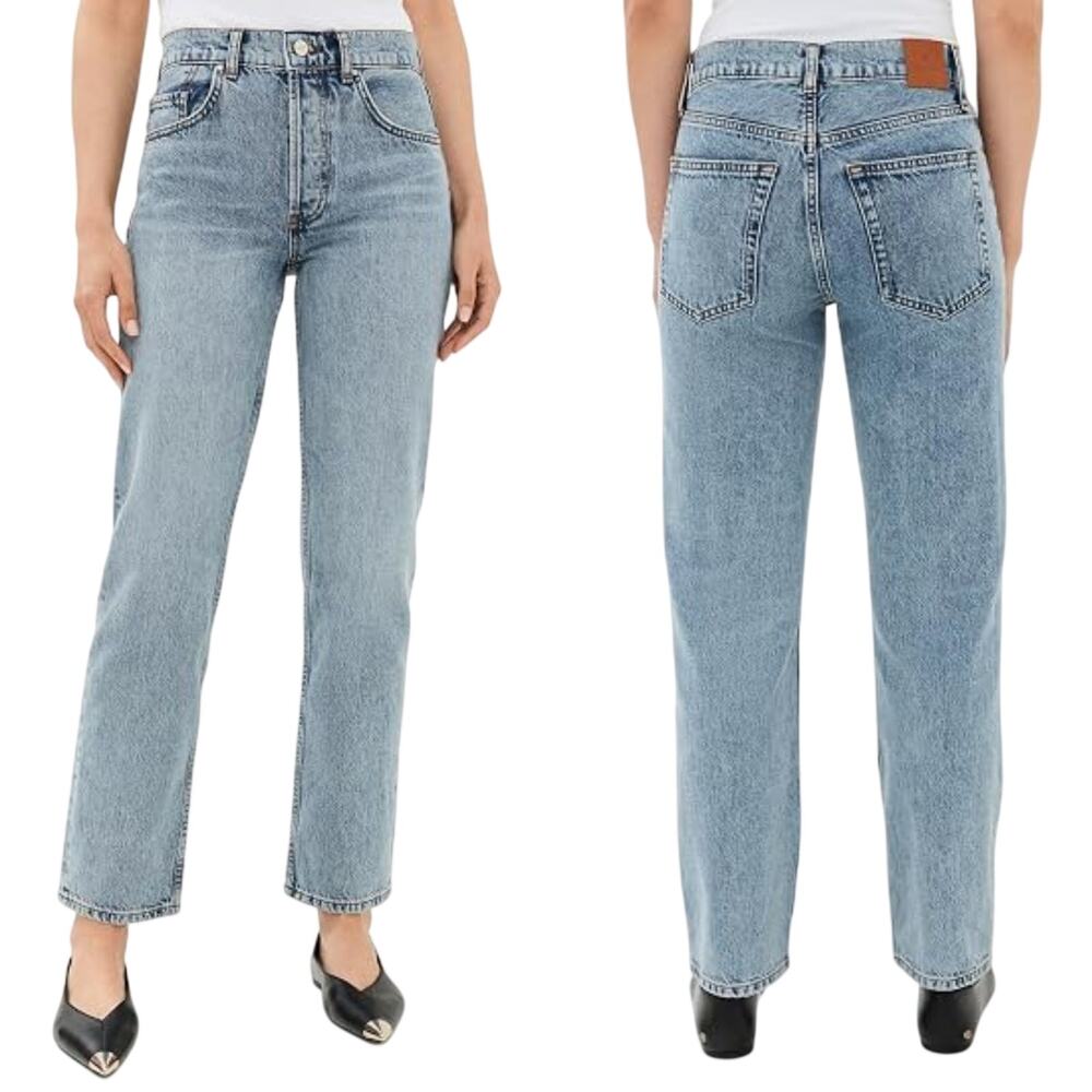 Anine Bing Benson High Rise Straight Leg Jeans Light Wash Women's Size 25